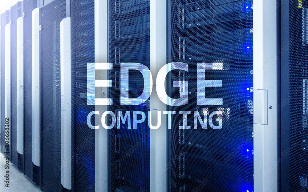 EDGE computing, internet and modern technology concept on modern server room background. EDGE computing, internet and modern technology concept on modern server room background.