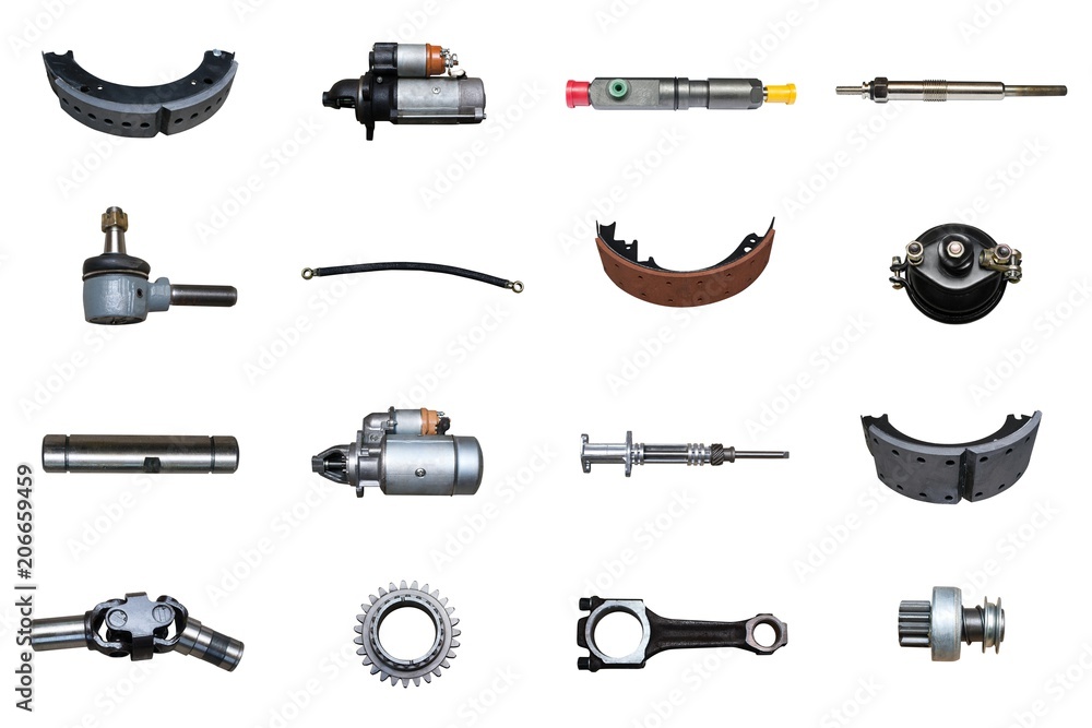 collage parts for auto isolated on white collage parts for auto isolated on white