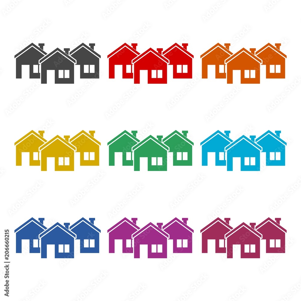 Home sign icon, color icons set
