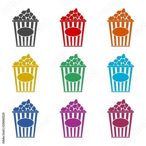 Popcorn icon  Cinema icon  color icons set