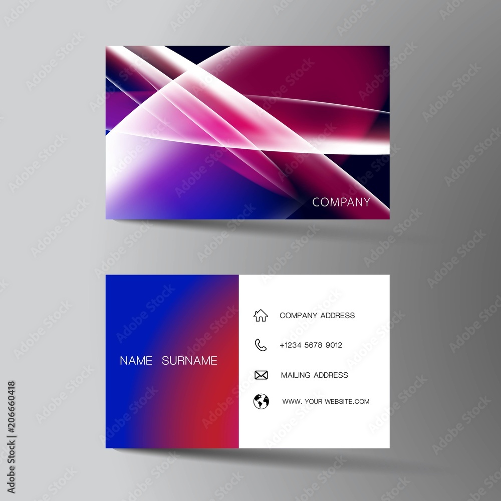 Business card design. Mix blue with purple color. Vector illustration EPS10. 