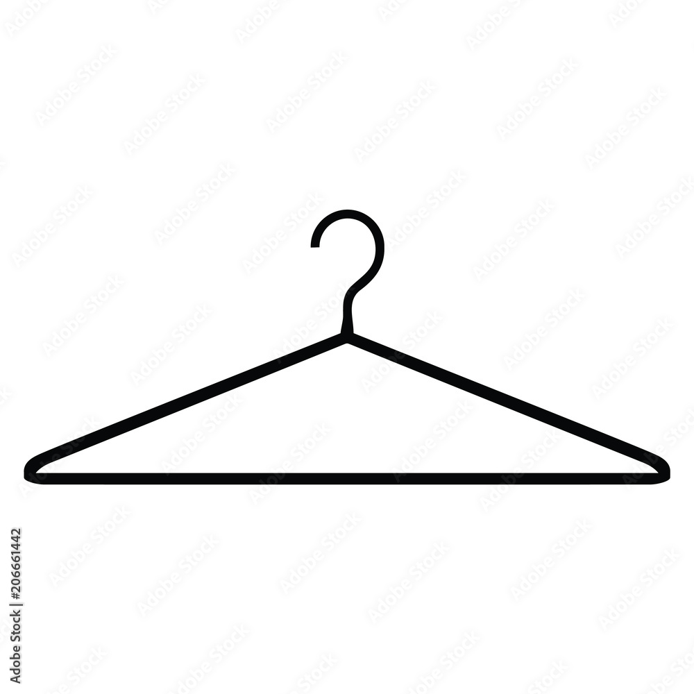 A black and white silhouette of a coat hanger Stock Vector