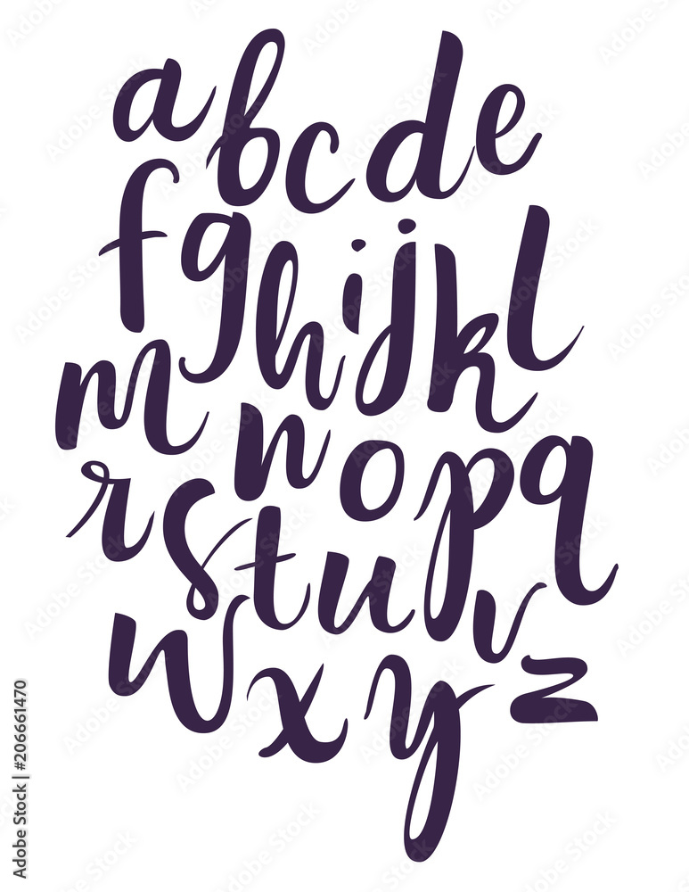 Vector handwritten lettering aphabet isolated on white background