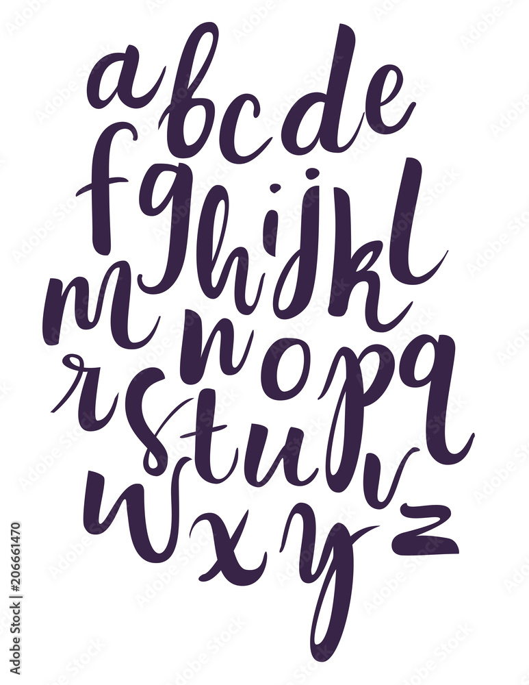 Vector handwritten lettering aphabet isolated on white background Vector handwritten lettering aphabet isolated on white background