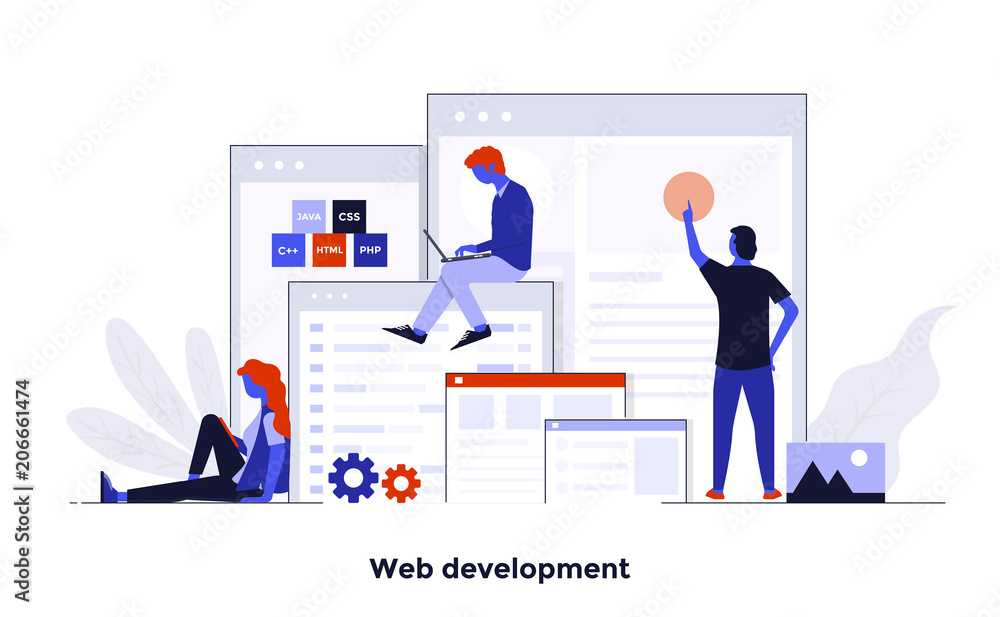 Modern Flat design Concept Illustration - Web Development
