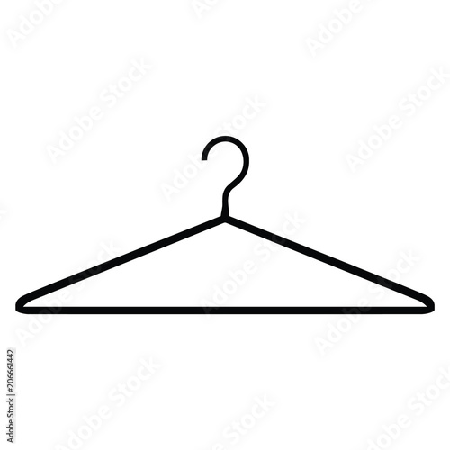 A black and white silhouette of a coat hanger