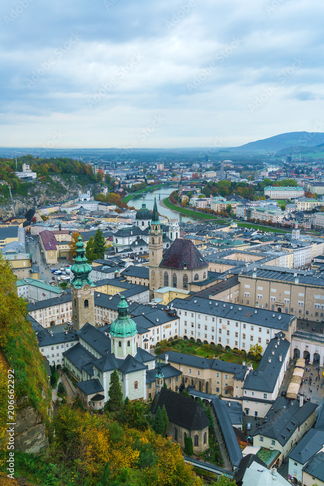 Fototapeta premium View from Hohensalzburg Castle on Kapitelplatz, Austria