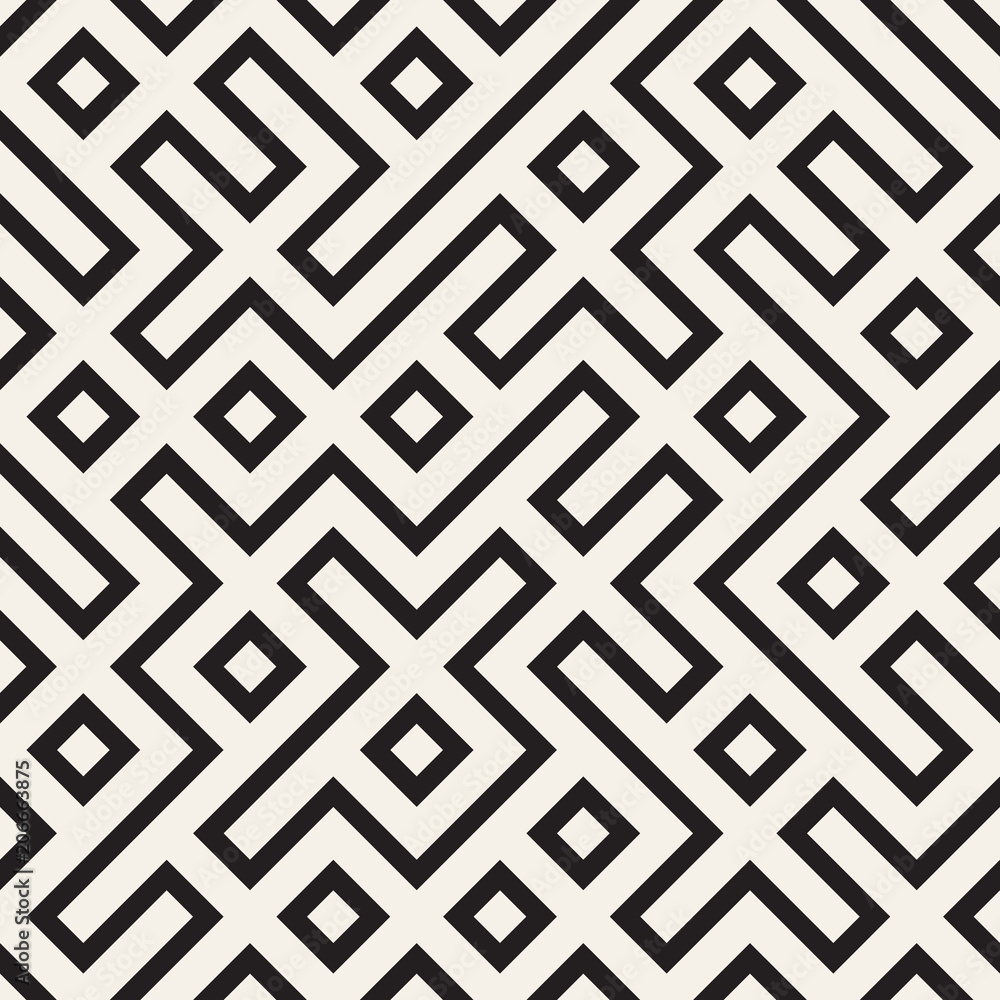 Stylish lines lattice. Ethnic monochrome texture. Abstract geometric background design. Vector seamless pattern. Stylish lines lattice. Ethnic monochrome texture. Abstract geometric background design. Vector seamless pattern.