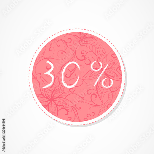 30 percent discounts inscription on decorative round backgrounds.