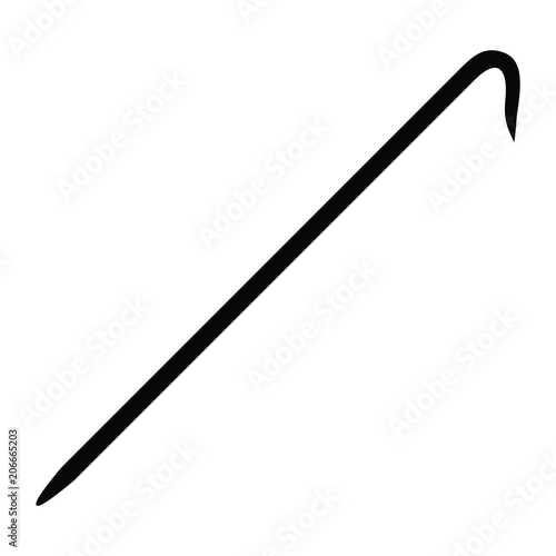 A black and white silhouette of a crowbar