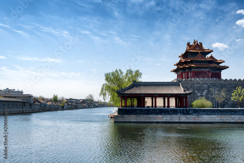 A corner of the Forbidden City and its surrounding moat in Beijing, China