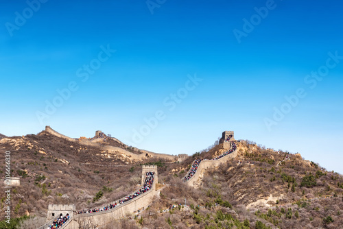 Scene at the Great Wall of China at Badaling, about 90 minutes outside of Beijing, China.