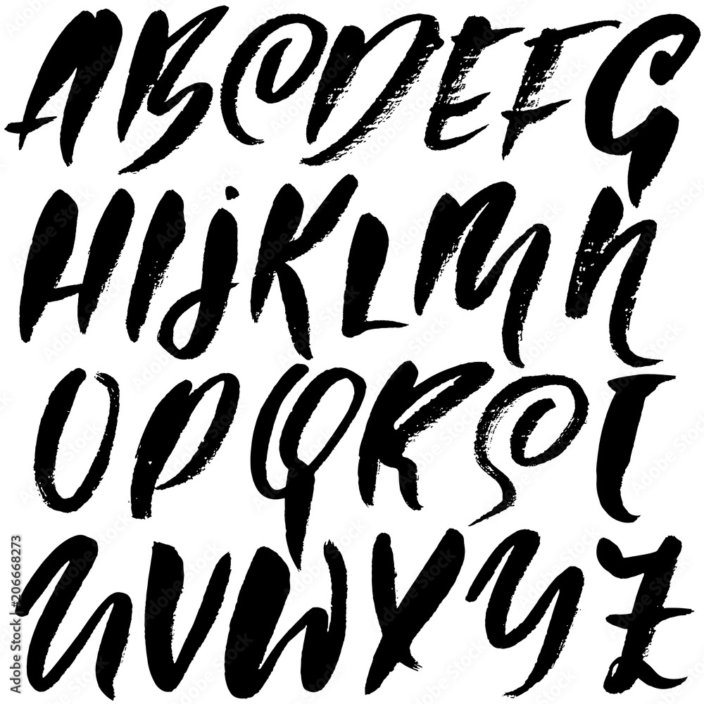 Grunge distress font. Modern dry brush ink letters. Handwritten alphabet. Vector illustration. Grunge distress font. Modern dry brush ink letters. Handwritten alphabet. Vector illustration.