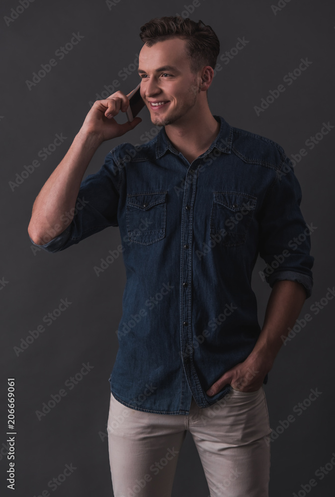 Young man with gadget Young man with gadget