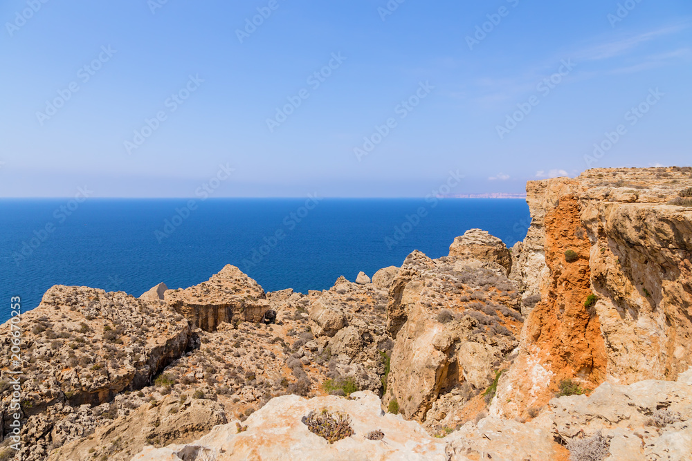 Mellieha, Malta. Rocks on the coast