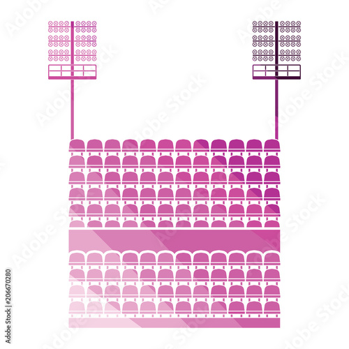 Stadium tribune with seats and light mast icon