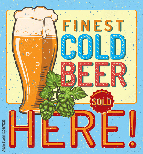 Cold beer - vintage advertising sign
