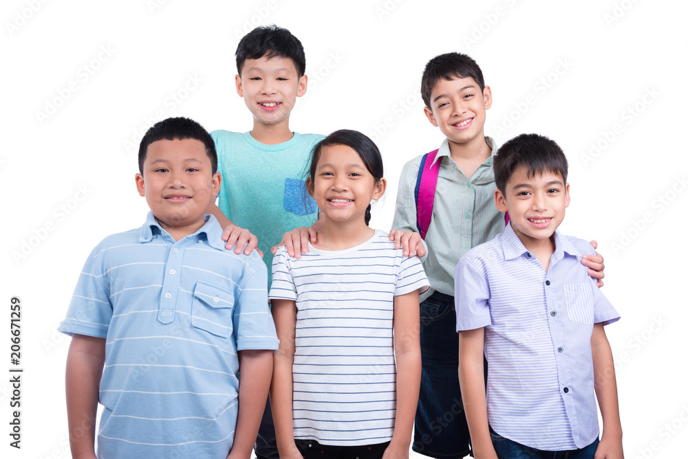 Group of asian children over white background Group of asian children over white background