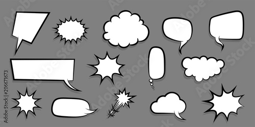 Big set empty speech bubble comic text