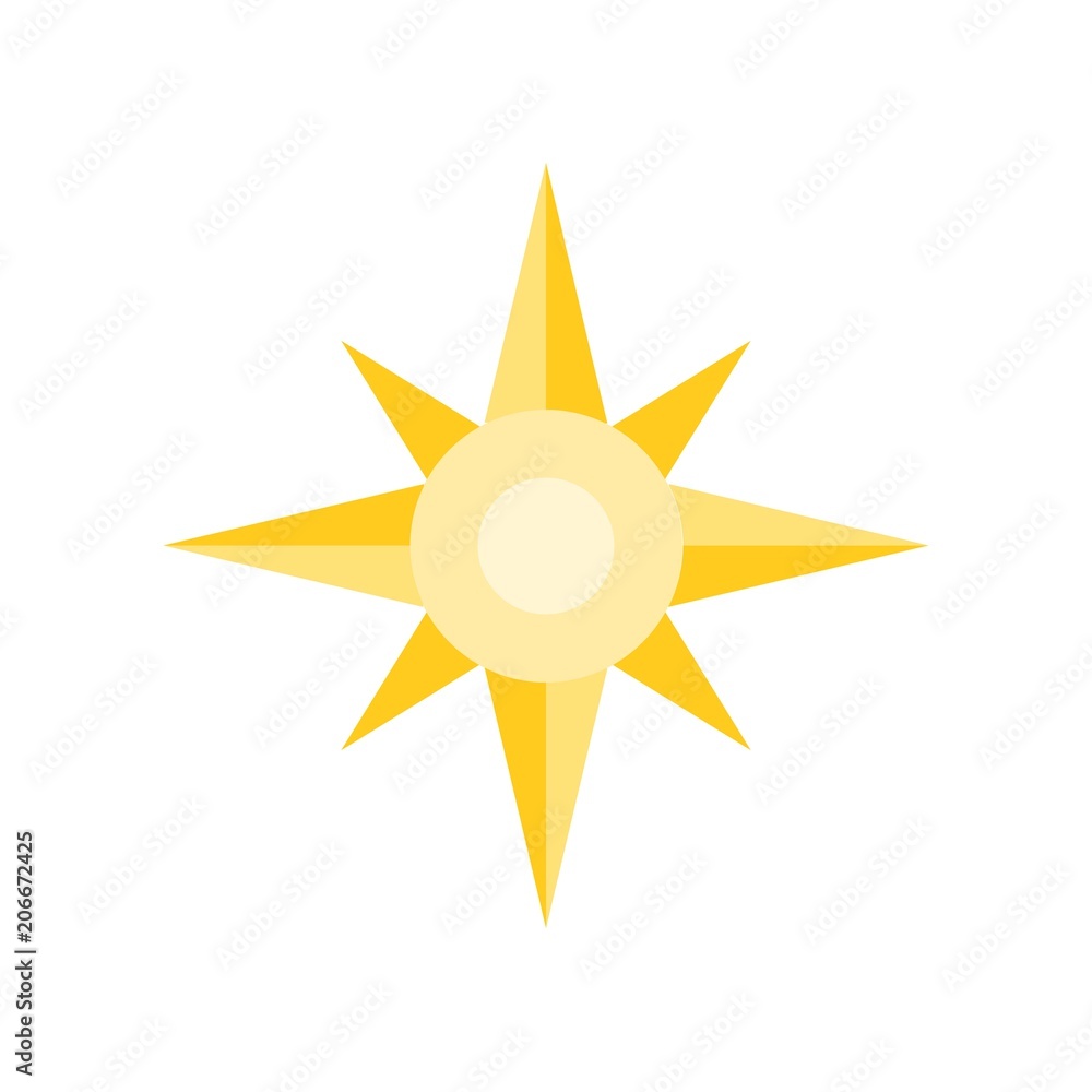 Compass or northern star icon, flat design Compass or northern star icon, flat design