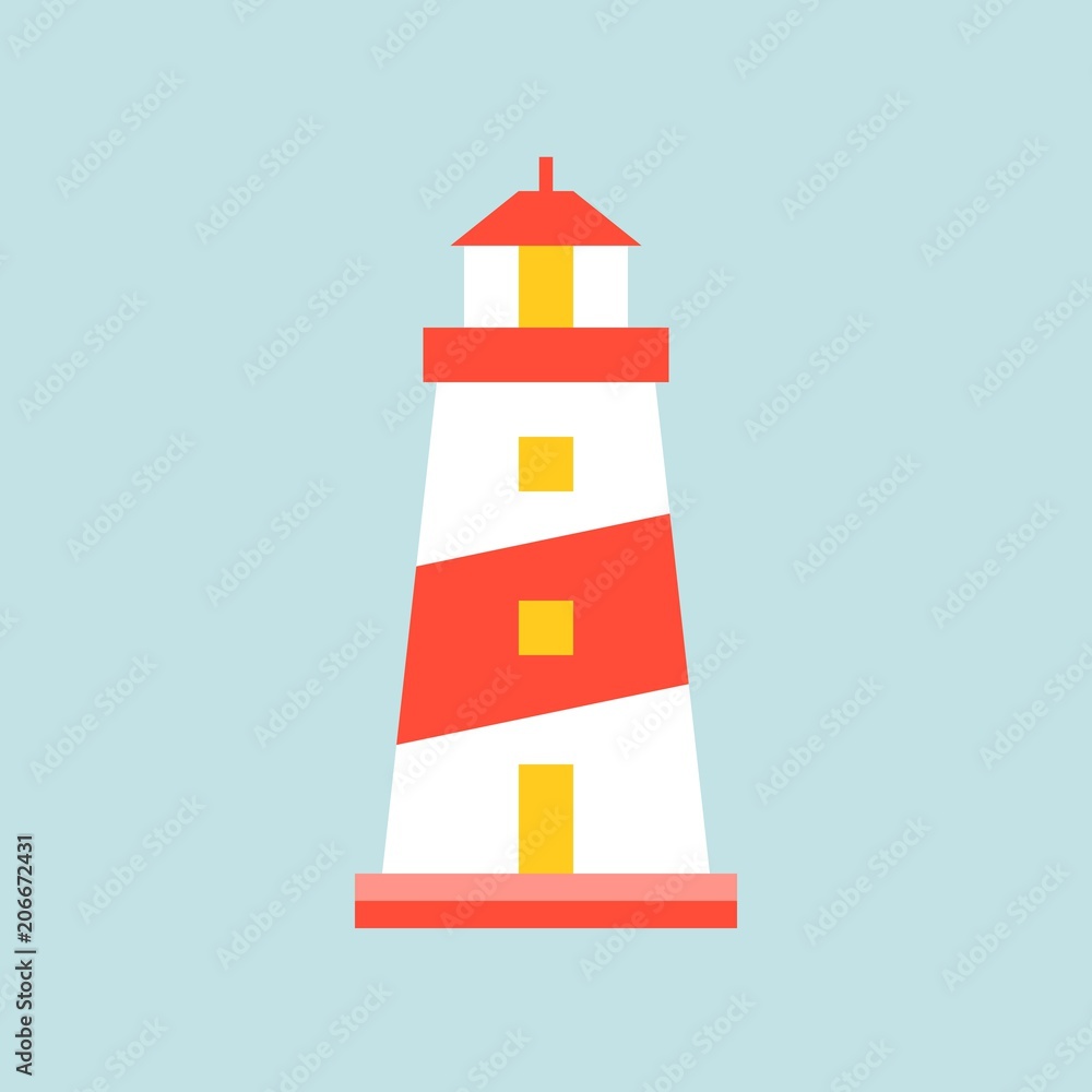 Lighthouse icon, simple flat design vector