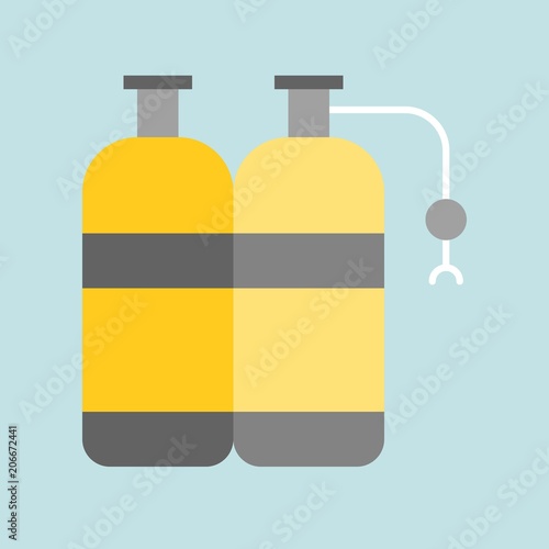 Oxygen tank diving equipment icon, flat design