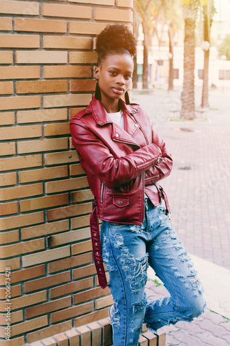 Brick red top leather jacket