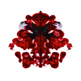 Abstract red paint watercolor inkblot test rorschach face isolated on white background