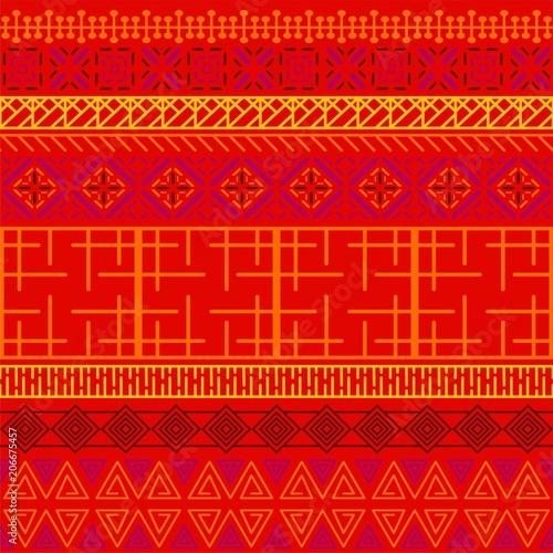 Tribal ethnic seamless pattern. Abstract geometric ornament with African motifs. Perfect for textile print, wallpaper, cloth design, tissue, wrapping paper and fabric design.