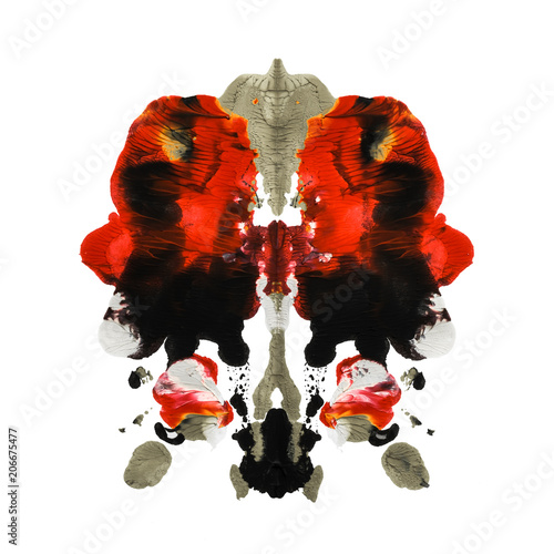 Abstract paint watercolor inkblot Rorschach test isolated on white background