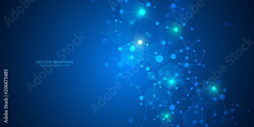 Molecular structure background. Abstract background with molecule DNA. Medical, science and technology concepts, vector illustration.