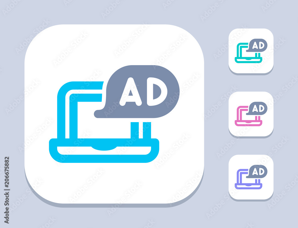 Ad On Laptop - Bright Icons . A professional, pixel-perfect icon . Ad On Laptop - Bright Icons . A professional, pixel-perfect icon .