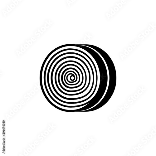 Round hay bale or dry agricultural rolled bundle of straw isolated on white background - farm eco natural element of black and white haystack in flat vector illustration.
