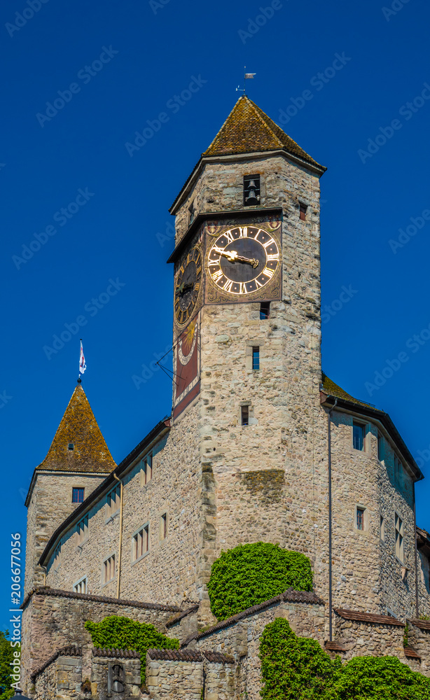 Fototapeta premium Rapperswil castle on the shores of the Upper Zurich Lake )Obersee), Sank Gallen, Switzerland