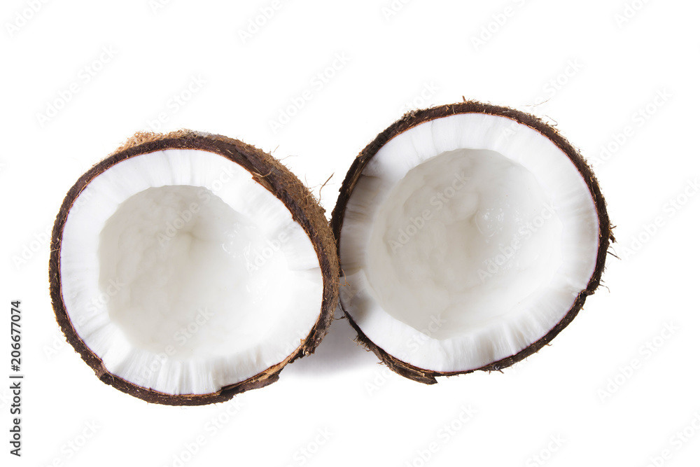 natural coconut open isolated in white background natural coconut open isolated in white background