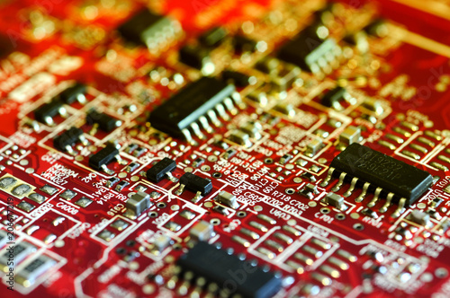 graphics card closeup. detail of electronic circuit