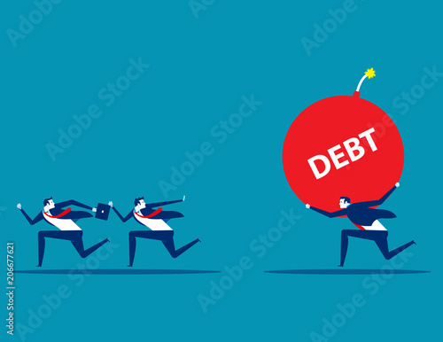 Business team and partner with big trouble. Concept business debt vector illustration. Flat character design, Cartoon style.