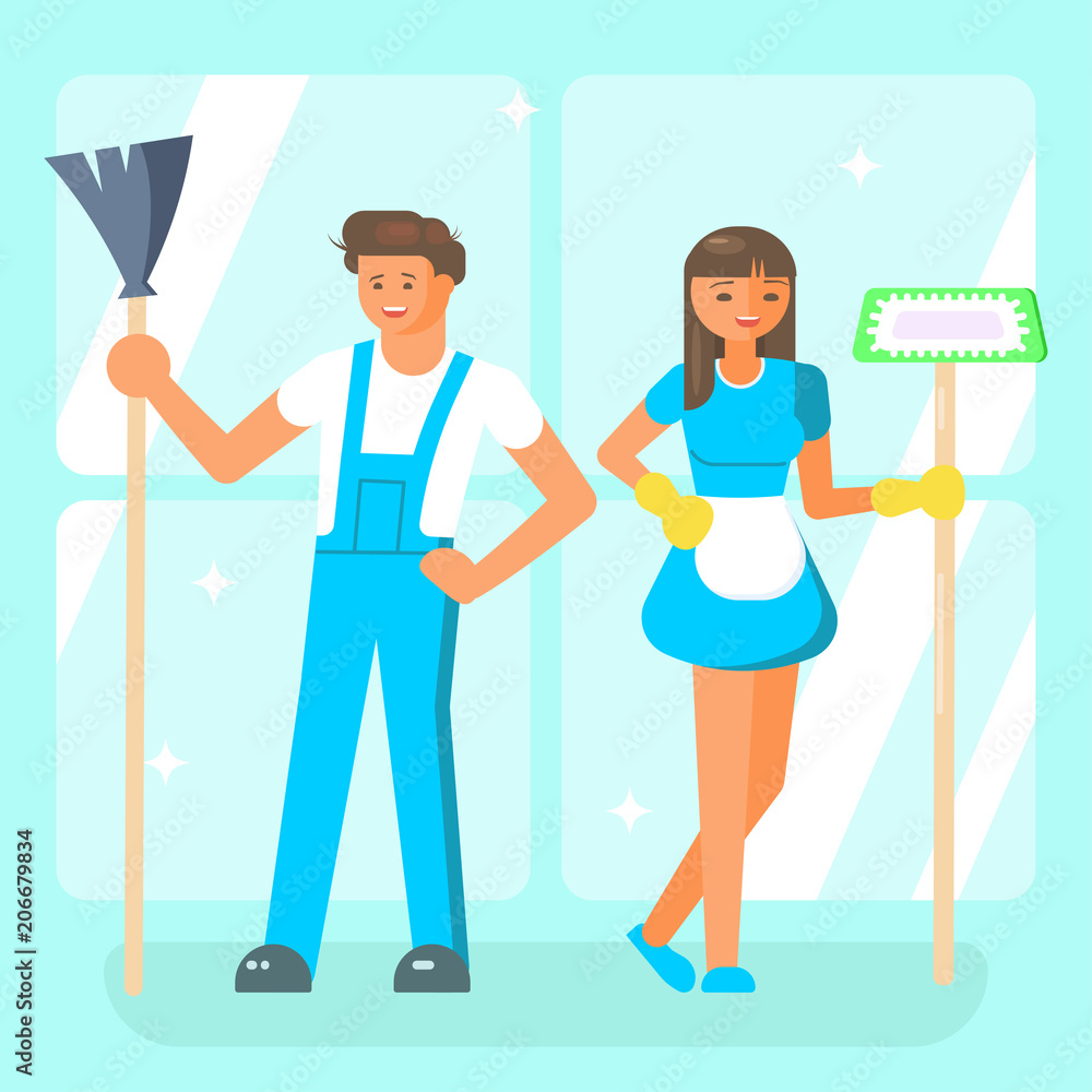 Cleaning service staff characters Cleaning service staff characters
