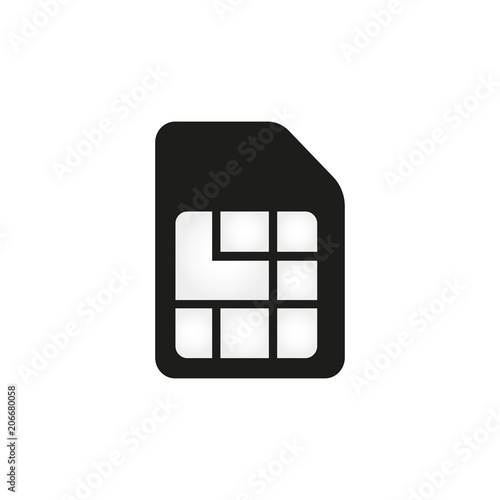 SIM card or subscriber identity / identification module chip flat vector icon for apps and websites photo