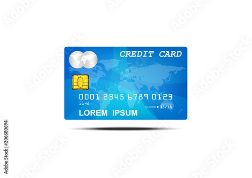 Concept and idea chip credit card with world map background. Personal card for customer paying and service. Vector EPS10