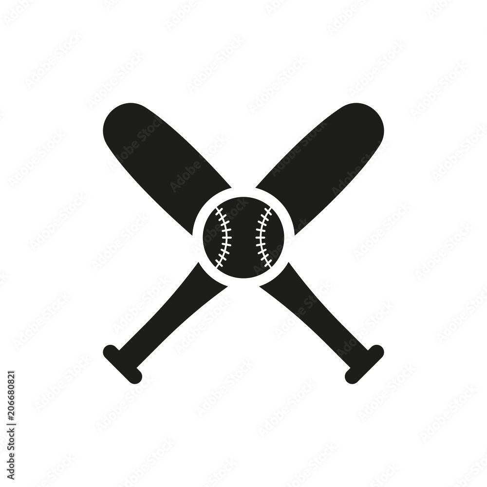 Baseball icon in flat style isolated on white background. For your design, logo. Vector illustration.