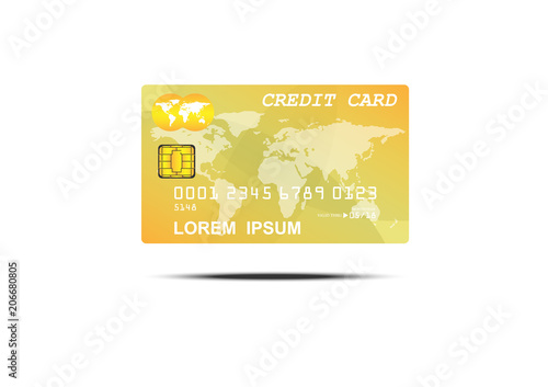 Concept and idea chip credit card with world map background. Personal card for customer paying and service. Vector EPS10