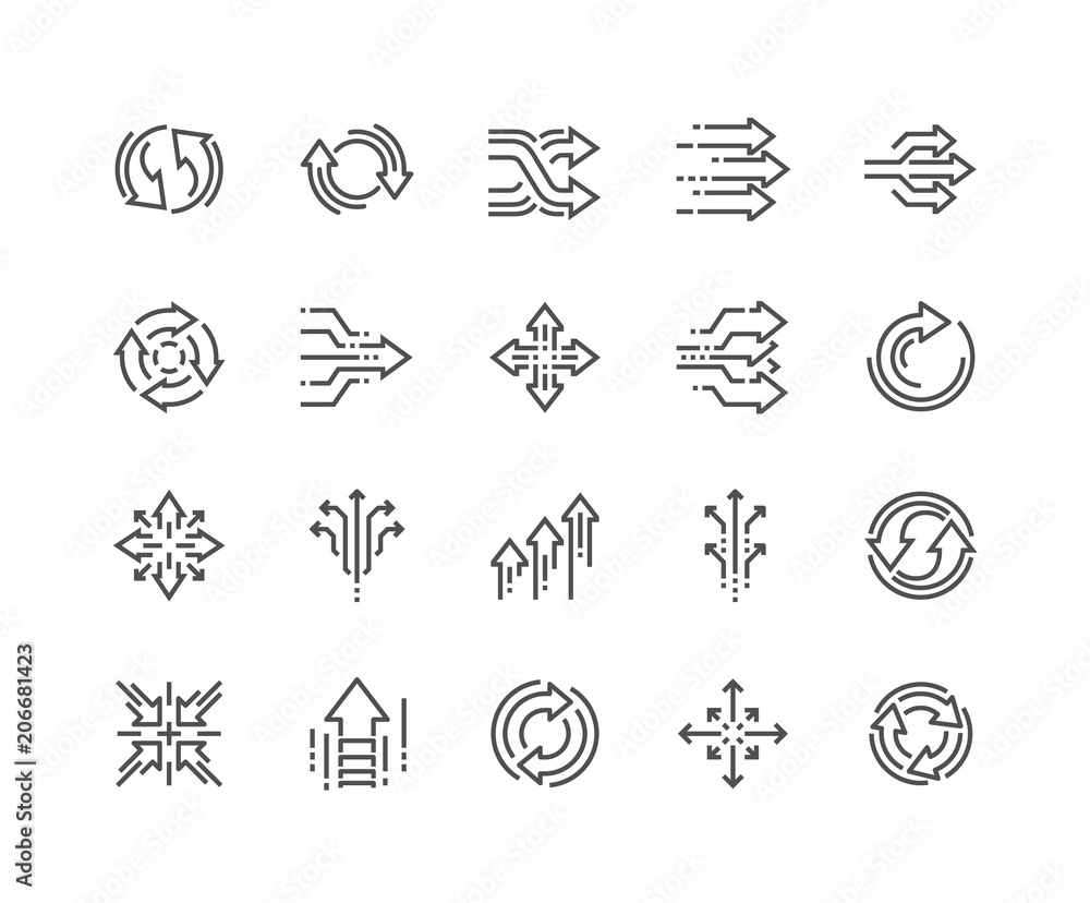 Simple Set of Abstract Transition Related Vector Line Icons. Contains such Icons as Update, Conversion, Path and more. Editable Stroke. 48x48 Pixel Perfect. Simple Set of Abstract Transition Related Vector Line Icons. Contains such Icons as Update, Conversion, Path and more. Editable Stroke. 48x48 Pixel Perfect.