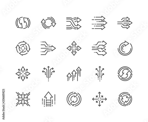 Simple Set of Abstract Transition Related Vector Line Icons. Contains such Icons as Update, Conversion, Path and more. Editable Stroke. 48x48 Pixel Perfect. photo