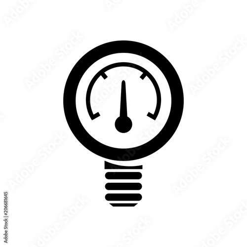 Manometer pressure silhouette. Isolated on white background. Vector illustration flat design. Sensor to the pipeline pictogram. Industrial equipment.
