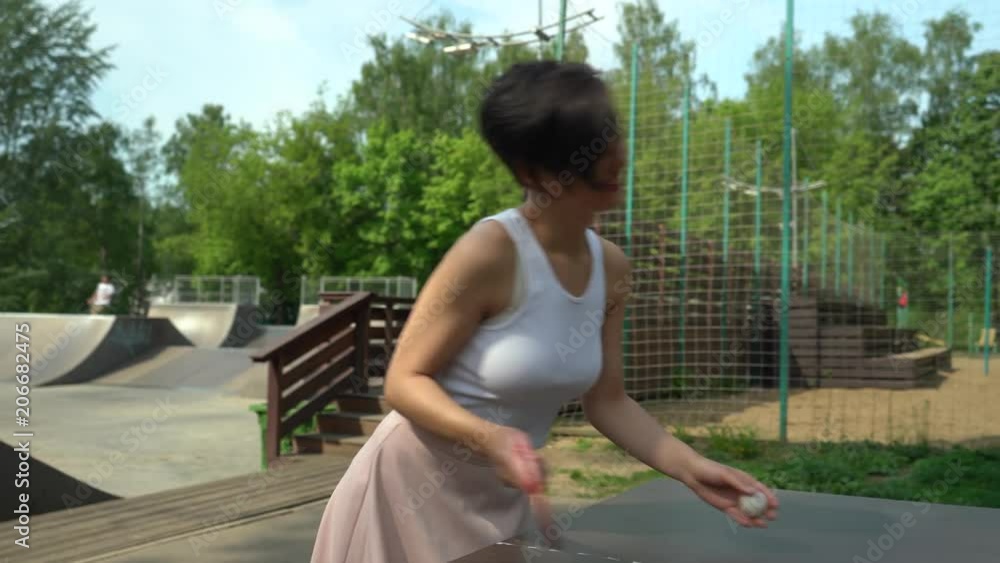 woman with a racket ping-pong woman with a racket ping-pong