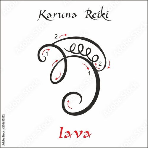Karuna Reiki. Energy healing. Alternative medicine. Iava Symbol. Spiritual practice. Esoteric. Vector