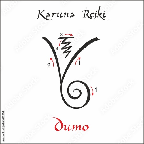 Karuna Reiki. Energy healing. Alternative medicine. Dumo Symbol. Spiritual practice. Esoteric. Vector