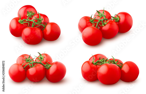 tomato on branch, isolated on white background, clipping path, full depth of field