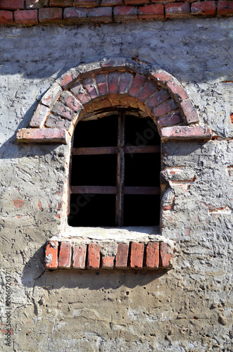 Old wooden window shutters of an old house, vintage background. photo